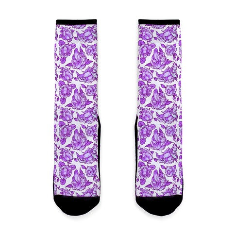 Floral Penis Purple Socks